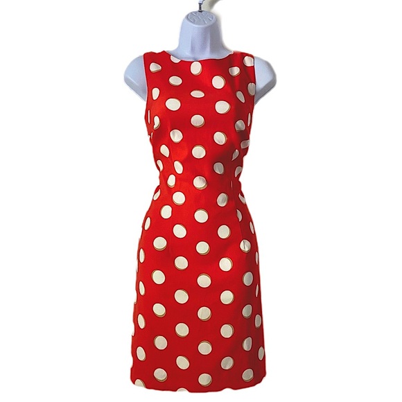 ALYX Dress Orange & White w Polka Dots Zip Back Sleeveless Retro Women's Size 10 - Picture 2 of 9
